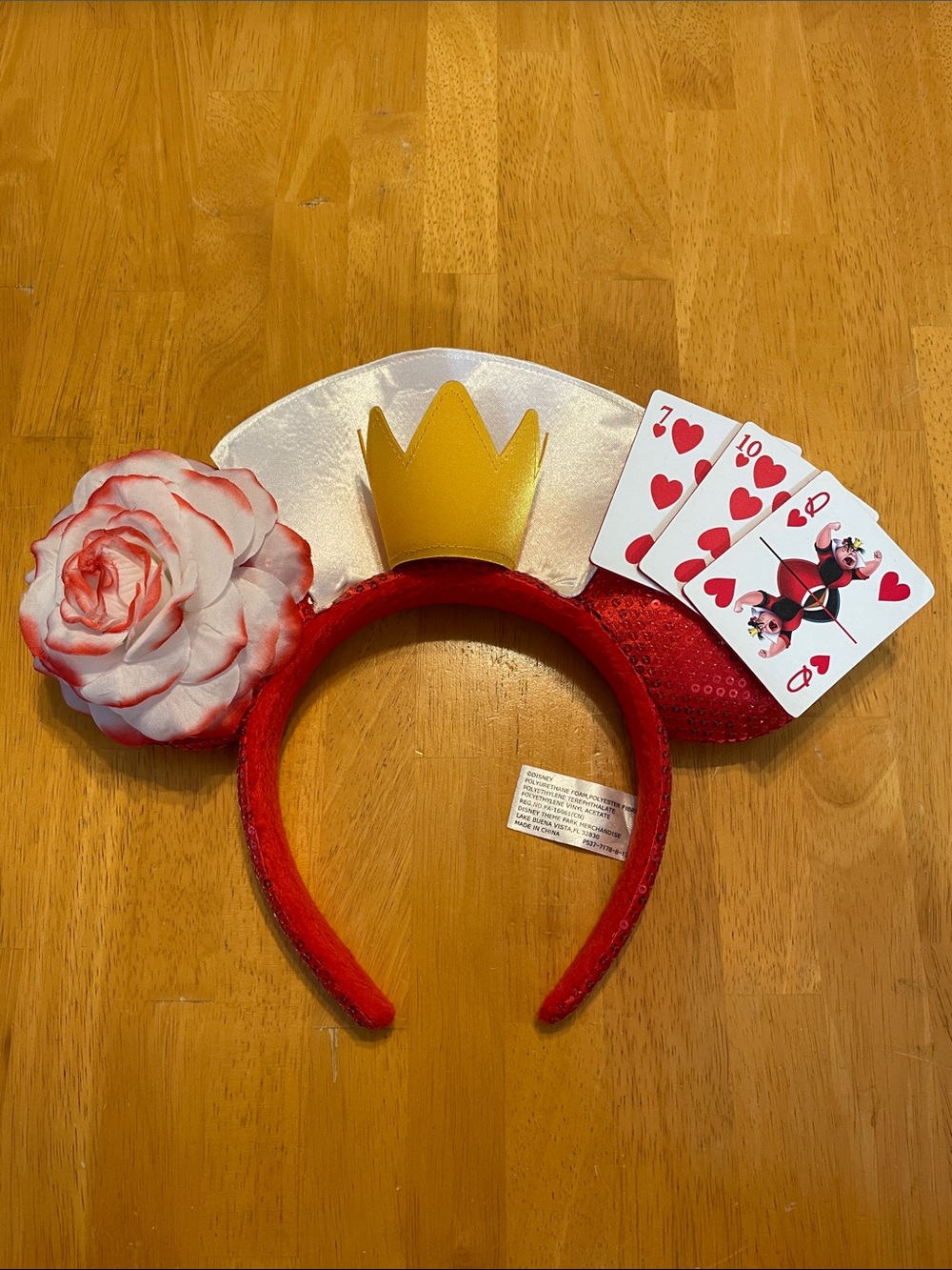 Disney Parks Mickey Mouse Ears Queen of Hearts Alice in Wonderland Sequin